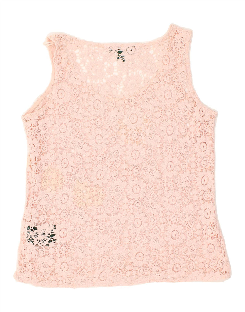 RALPH LAUREN Womens Crochet Vest Top US 6 Medium Pink Cotton | Vintage Ralph Lauren | Thrift | Second-Hand Ralph Lauren | Used Clothing | Messina Hembry 