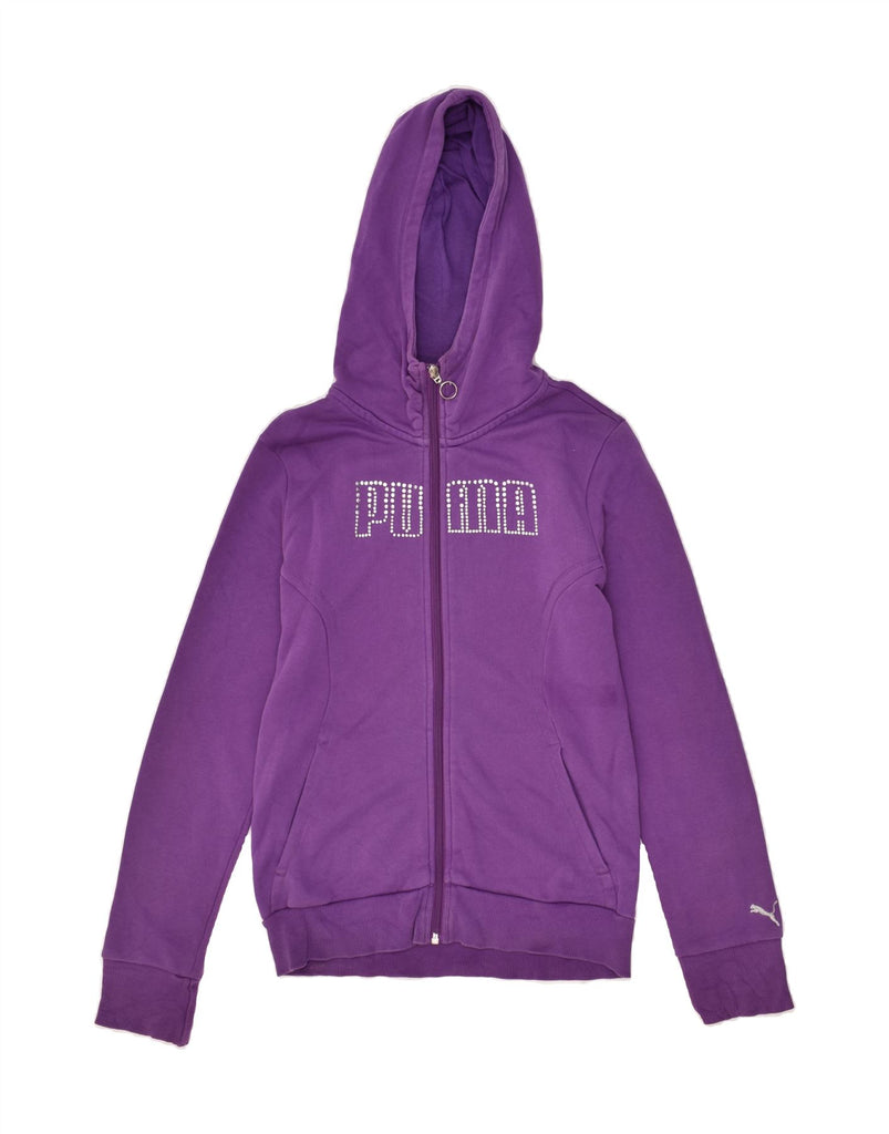 PUMA Girls Graphic Zip Hoodie Sweater 11-12 Years Large Purple | Vintage Puma | Thrift | Second-Hand Puma | Used Clothing | Messina Hembry 