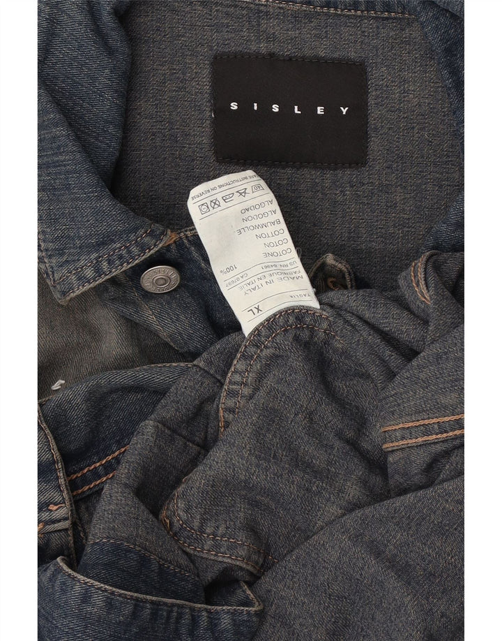 Sisley Mens Denim Jacket UK 42 XL Blue Cotton