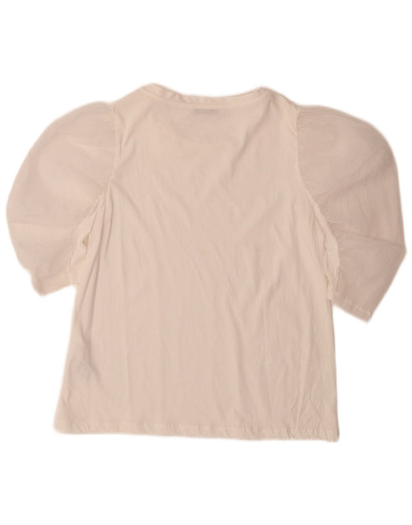 Zara Womens Blouse Top UK 10 Small White Cotton