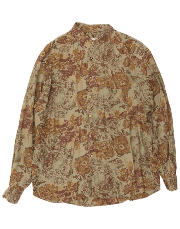Massaro Mens Shirt Large Khaki Floral