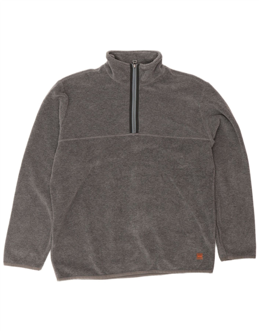 Hugo Boss Mens Zip Neck Fleece Jumper Large Grey Polyester