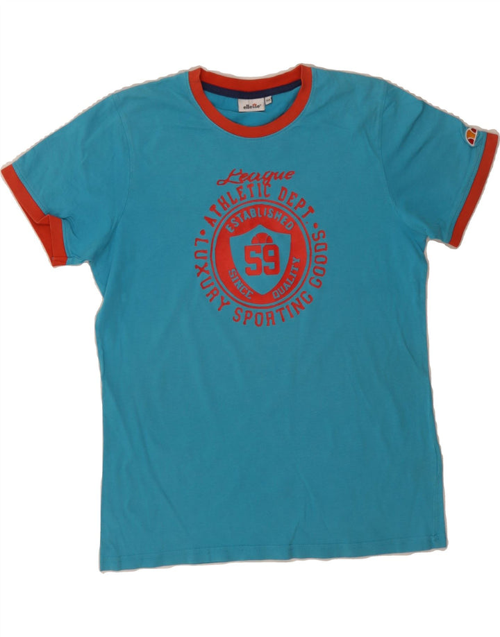 ELLESSE Boys Graphic T-Shirt Top 13-14 Years Blue Cotton Vintage Ellesse and Second-Hand Ellesse from Messina Hembry 