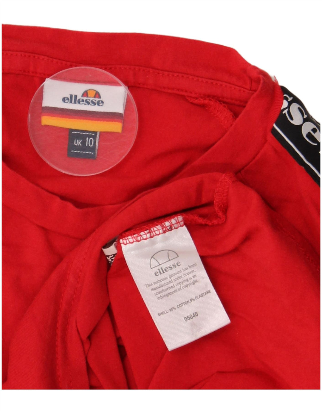 Ellesse Womens Graphic Bodysuit UK 10 Small  Red Colourblock Cotton