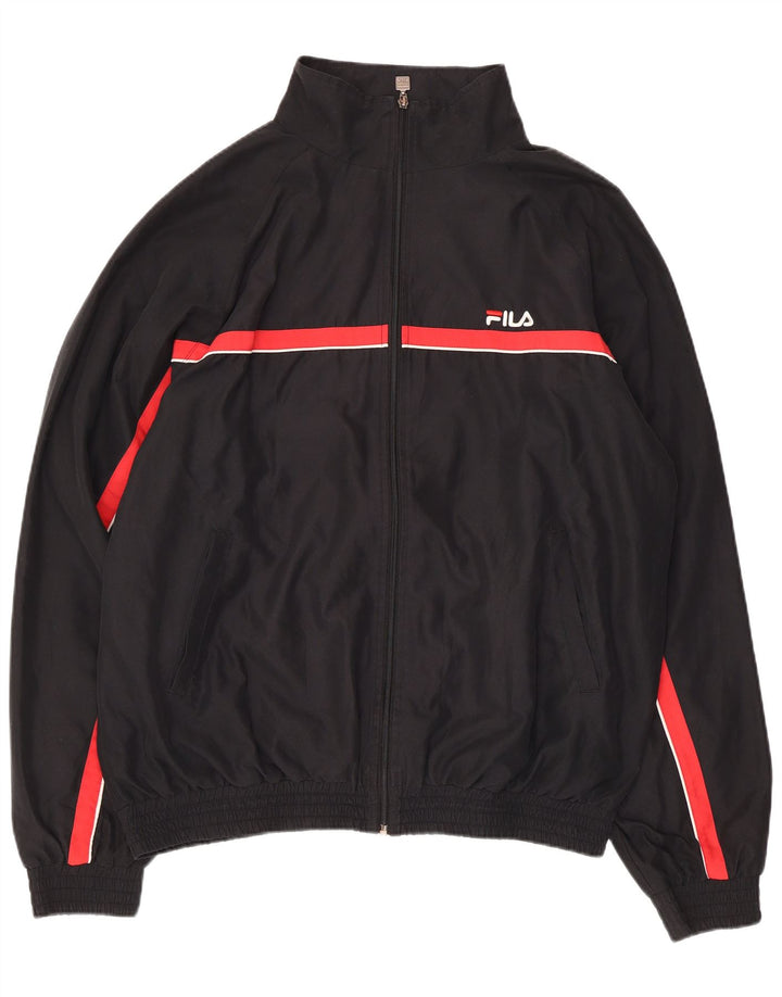 Fila Mens Tracksuit Top Jacket XL Black Polyester