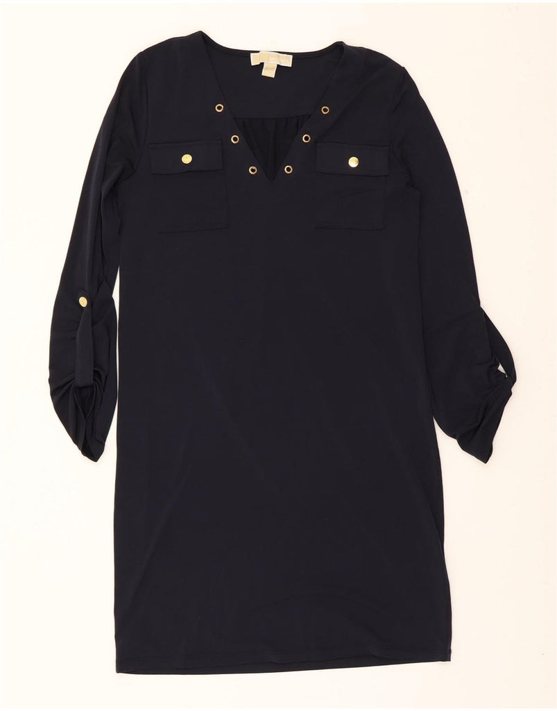 MICHAEL KORS Womens Long Sleeve Shirt Dress UK 10 Small Navy Blue Vintage Michael Kors and Second-Hand Michael Kors from Messina Hembry 