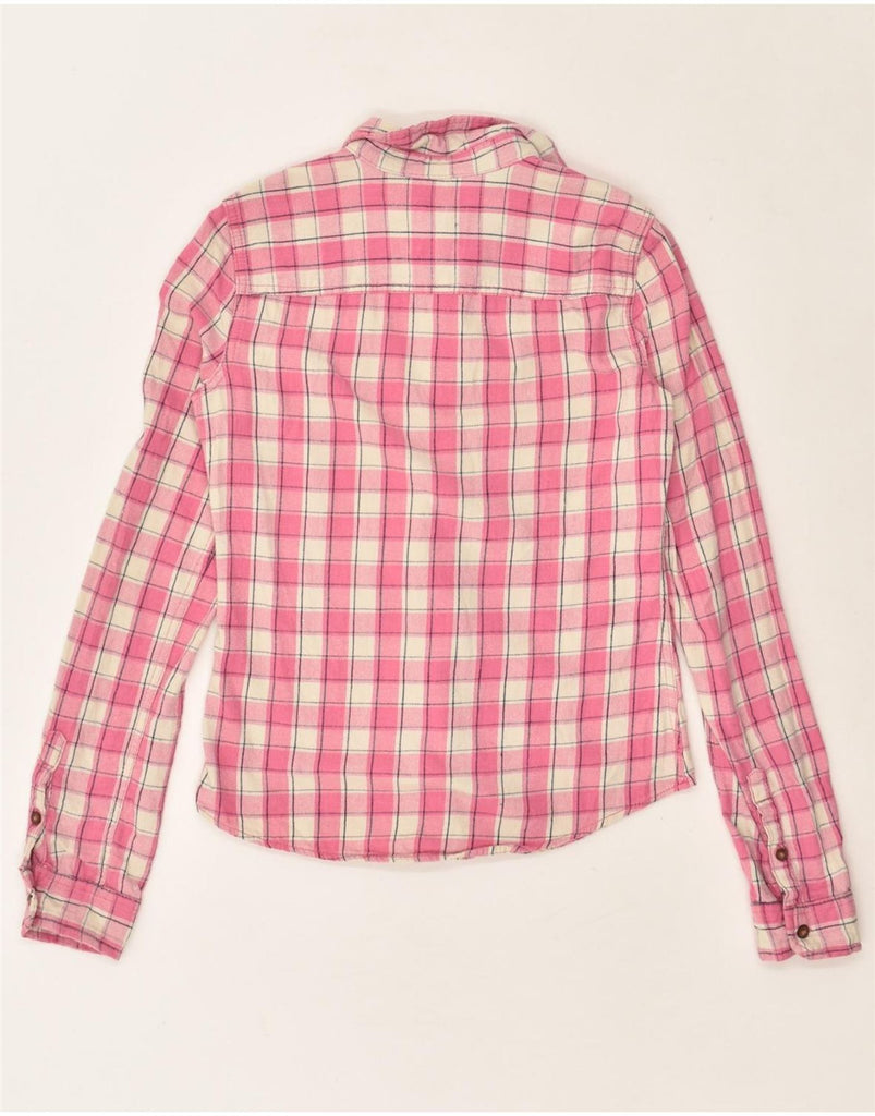 HOLLISTER Womens Flannel Shirt UK 6 XS Pink Check Cotton | Vintage Hollister | Thrift | Second-Hand Hollister | Used Clothing | Messina Hembry 