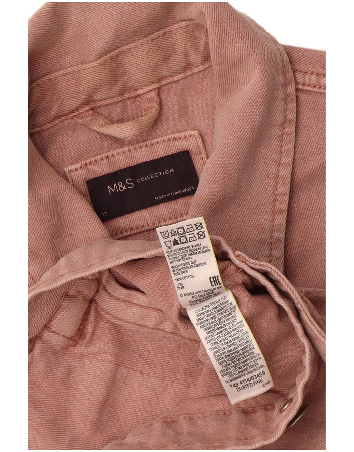 Marks & Spencer Womens Denim Jacket UK 12 Medium Pink Cotton