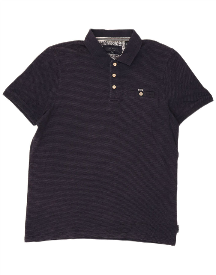 Ted Baker Mens Polo Shirt Size 4 Large Navy Blue Modal