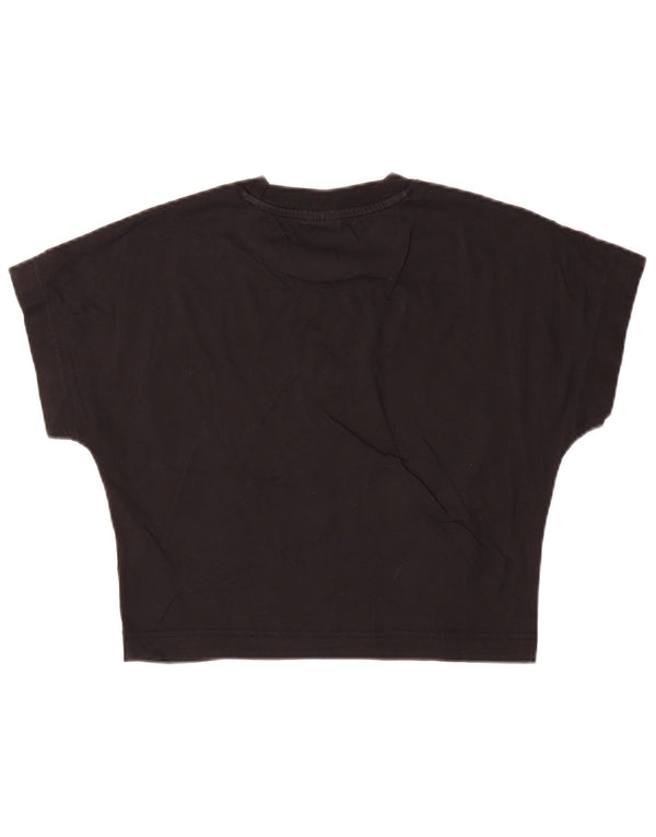 Adidas Womens Crop T-Shirt Top UK 8/10 Small Black Cotton