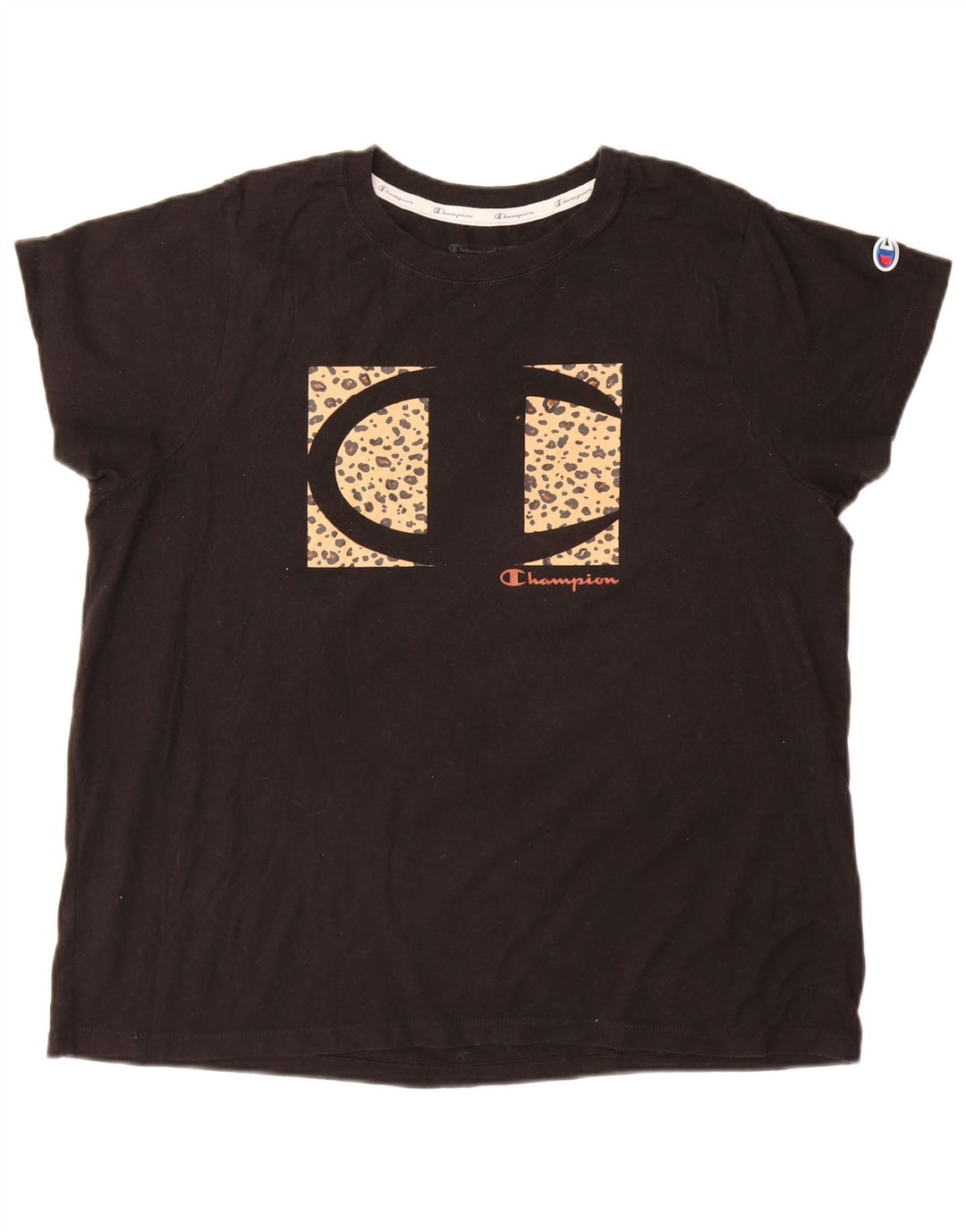 Champion Womens Graphic T-Shirt Top UK 18 XL Black Cotton