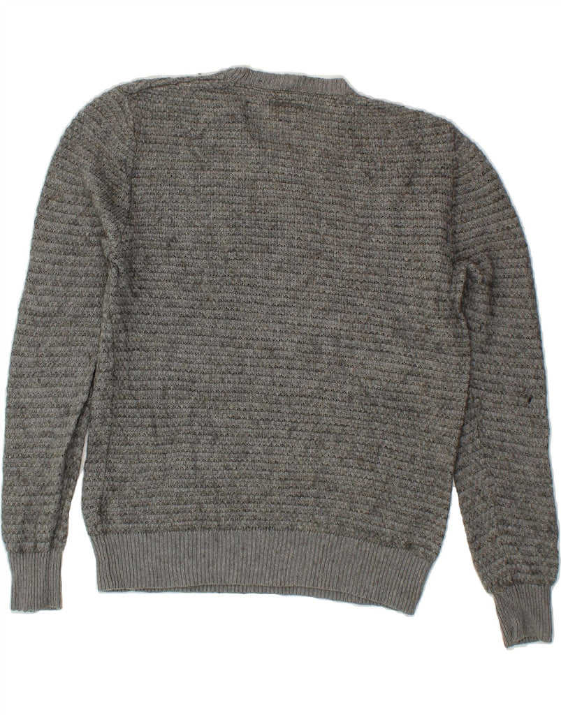 ALL SAINTS Mens Crew Neck Jumper Sweater Small Grey Striped Wool Vintage All Saints and Second-Hand All Saints from Messina Hembry 