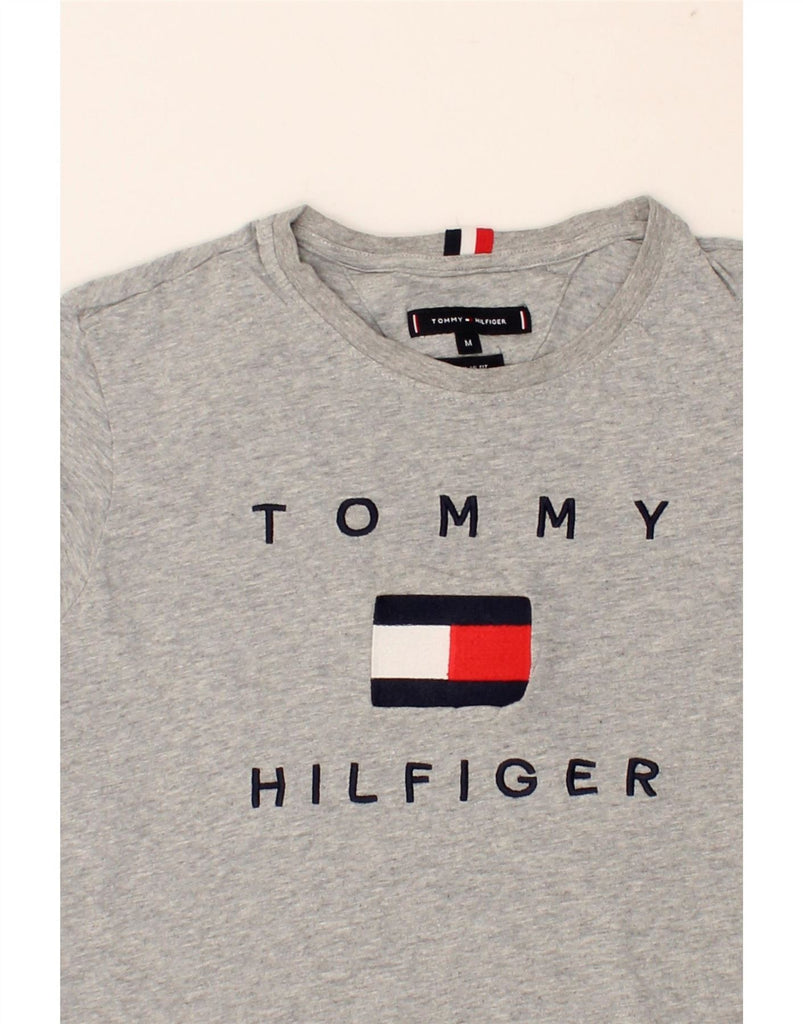 TOMMY HILFIGER Mens Regular Fit Graphic T-Shirt Top Medium Grey Cotton Vintage Tommy Hilfiger and Second-Hand Tommy Hilfiger from Messina Hembry 