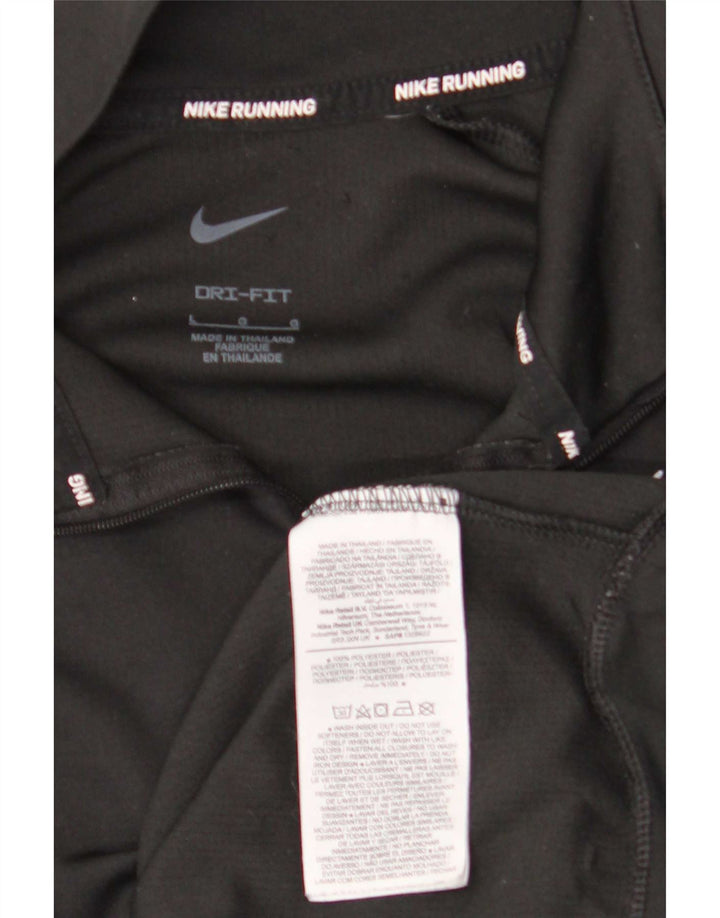 Nike Womens Dri Fit Zip Neck Sweatshirt Jumper UK 16 Large Black Polyester