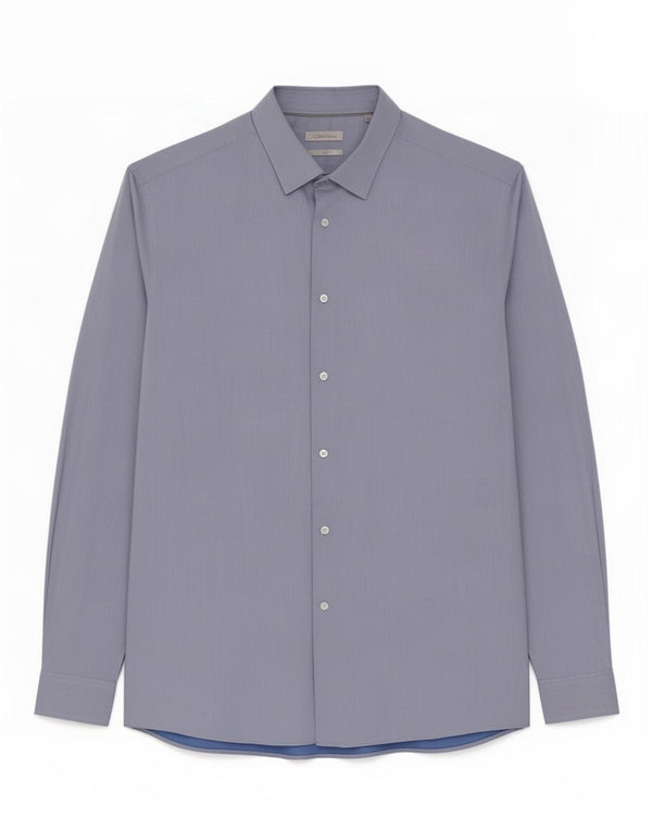 Calvin Klein Mens Fitted Shirt Size 43 Large Blue Cotton