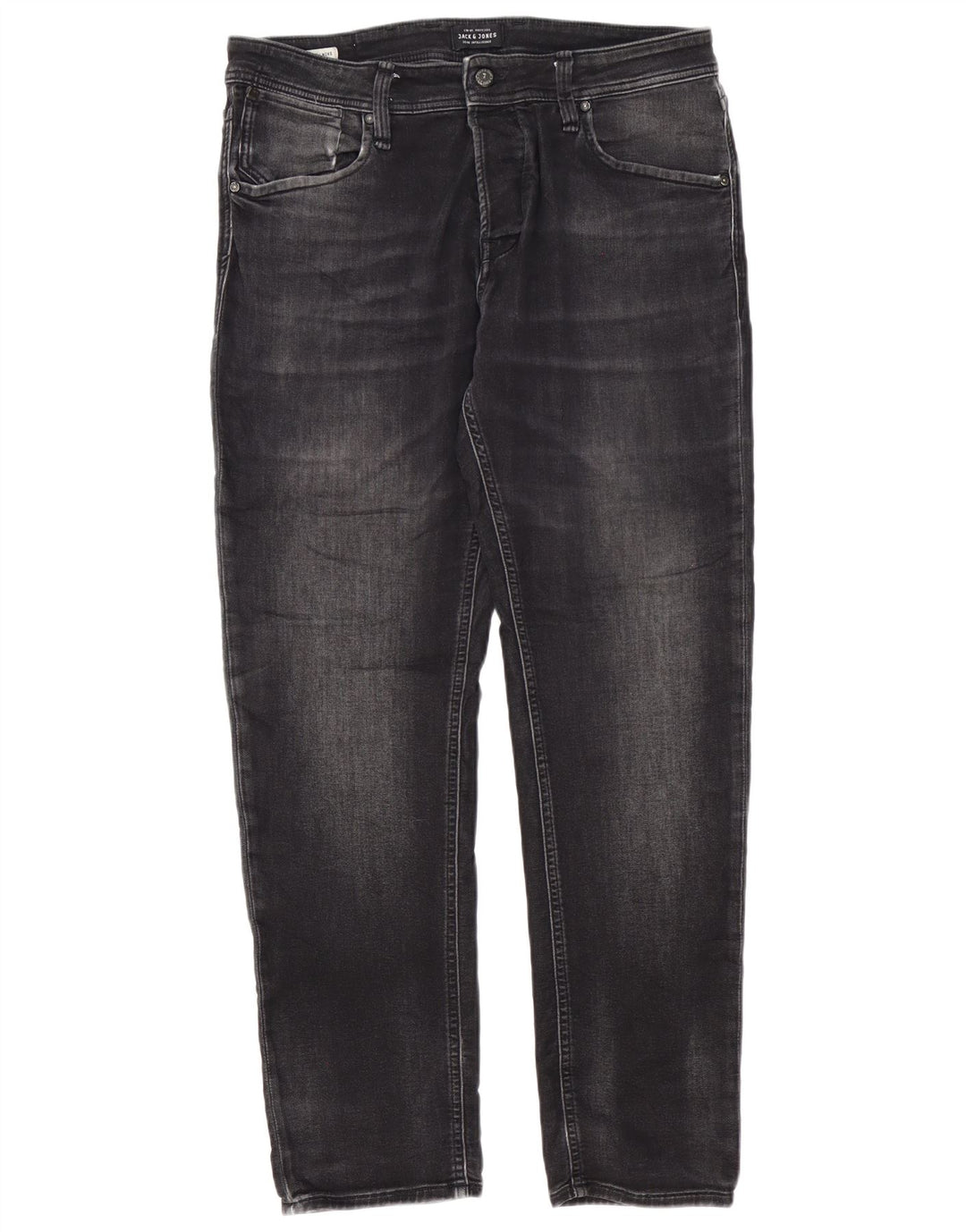 Jack & Jones Mens Mike Straight Jeans W34 L32 Grey Cotton