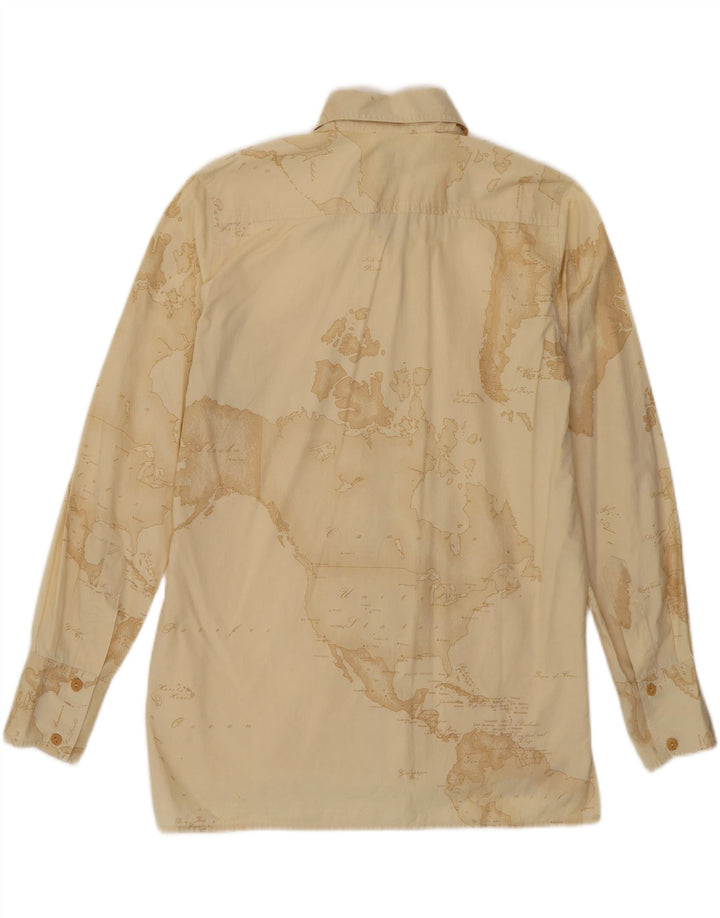 ALVIERO MARTINI Womens Graphic Shirt IT 42 Medium Beige Cotton