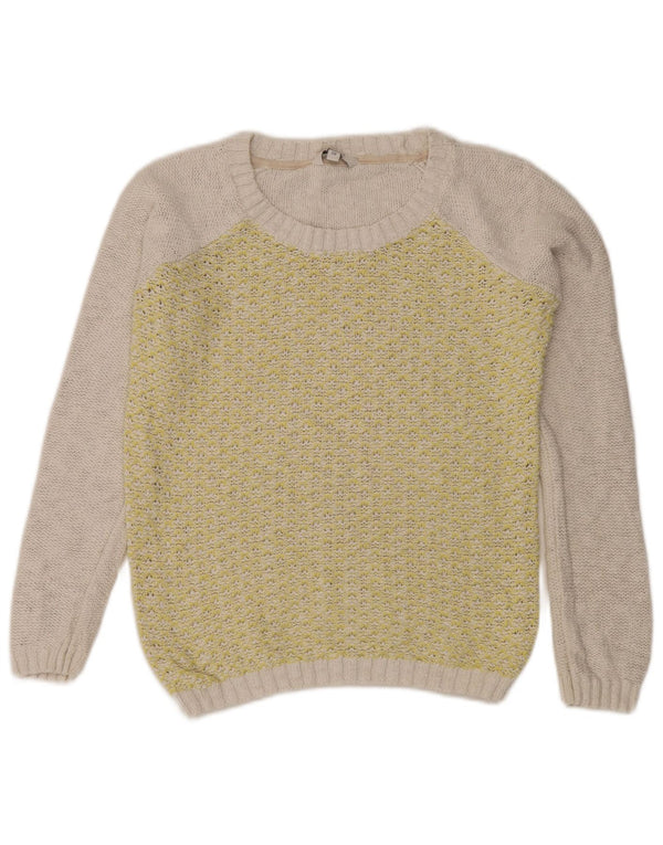 Fat Face Womens Crop Boat Neck Jumper Sweater UK 10 Small White Colourblock
