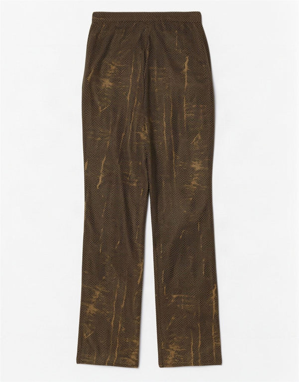 Vintage Womens Straight Faux Leather Trousers W24 L31 Green Animal Print