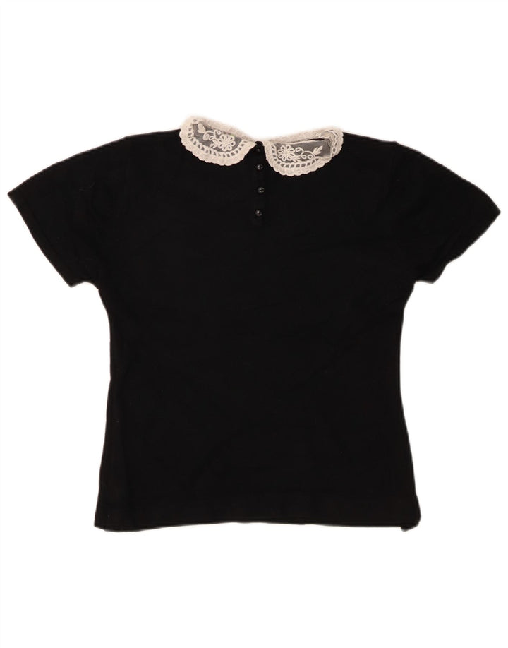 Marks & Spencer Womens Crop Blouse Top UK 12 Medium Black