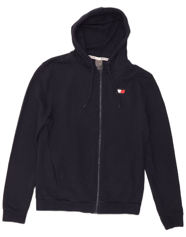Tommy Hilfiger Mens Zip Hoodie Sweater Medium Navy Blue Cotton
