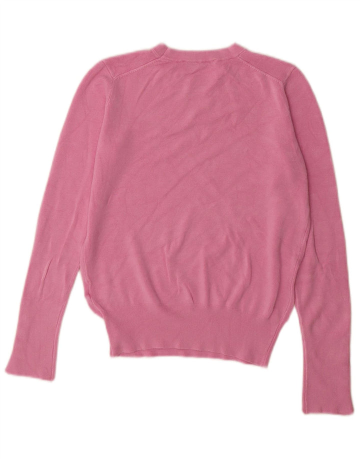 Zara Womens Crew Neck Jumper Sweater UK 12 Medium Pink Viscose