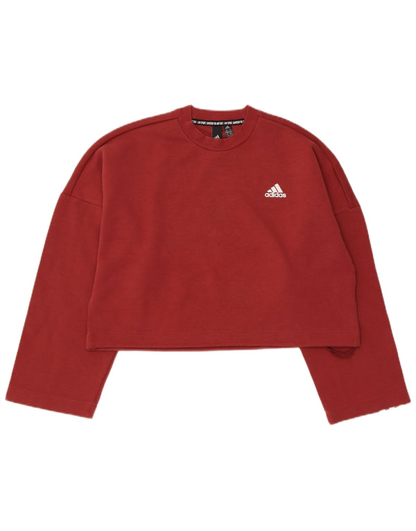 Adidas Womens Crop Oversized Sweatshirt Jumper UK 8/10 Small Burgundy