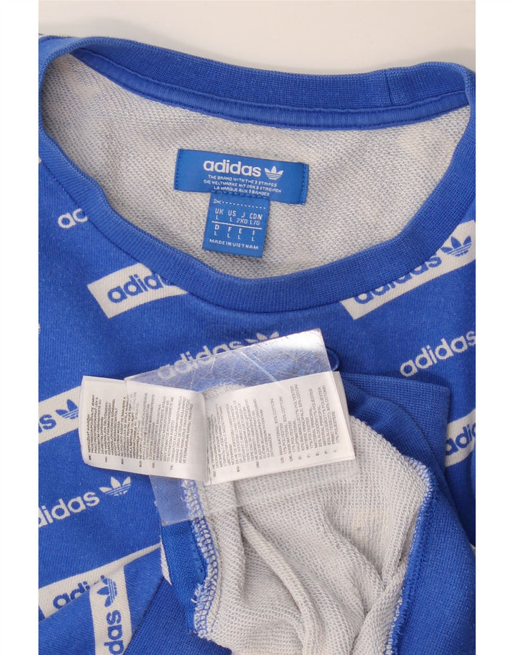 Adidas Mens Graphic Sweatshirt Jumper Large Blue Cotton