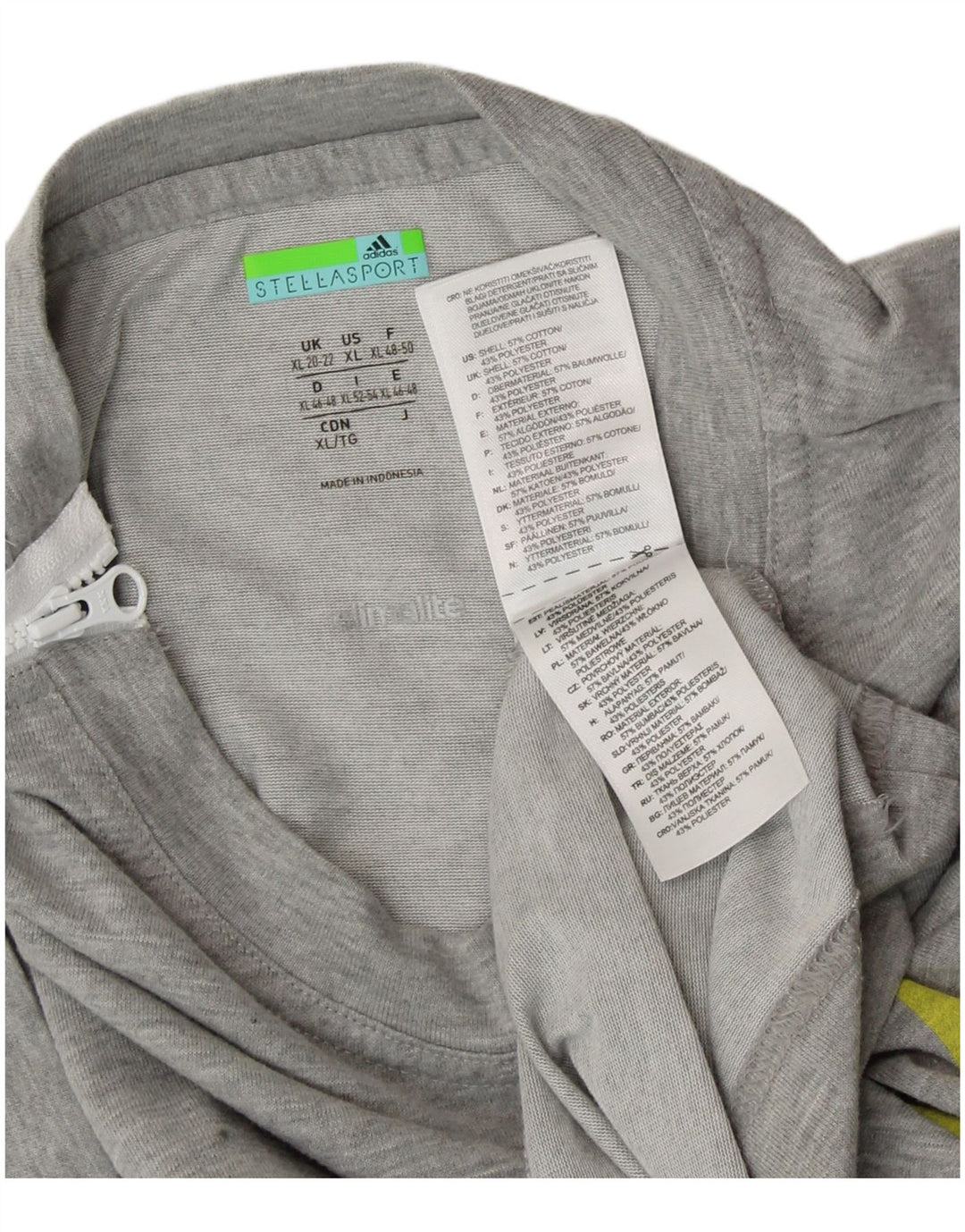 ADIDAS X STELLA MCCARTNEY Womens Graphic T-Shirt Top UK 20/22 XL Grey