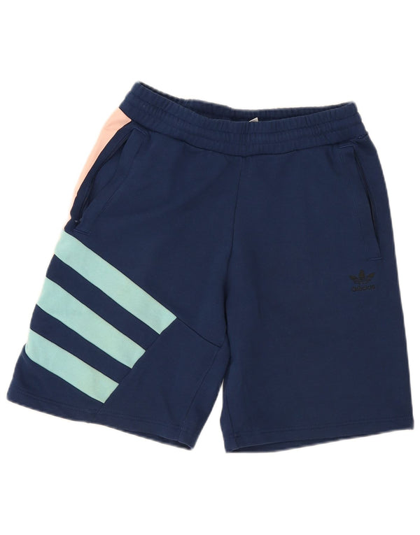 Adidas Mens Graphic Sport Shorts Small Navy Blue Colourblock Cotton
