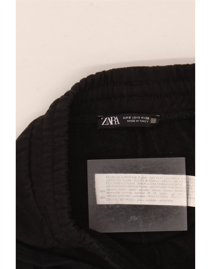 ZARA Womens Tracksuit Trousers UK 8 Small  Black Cotton