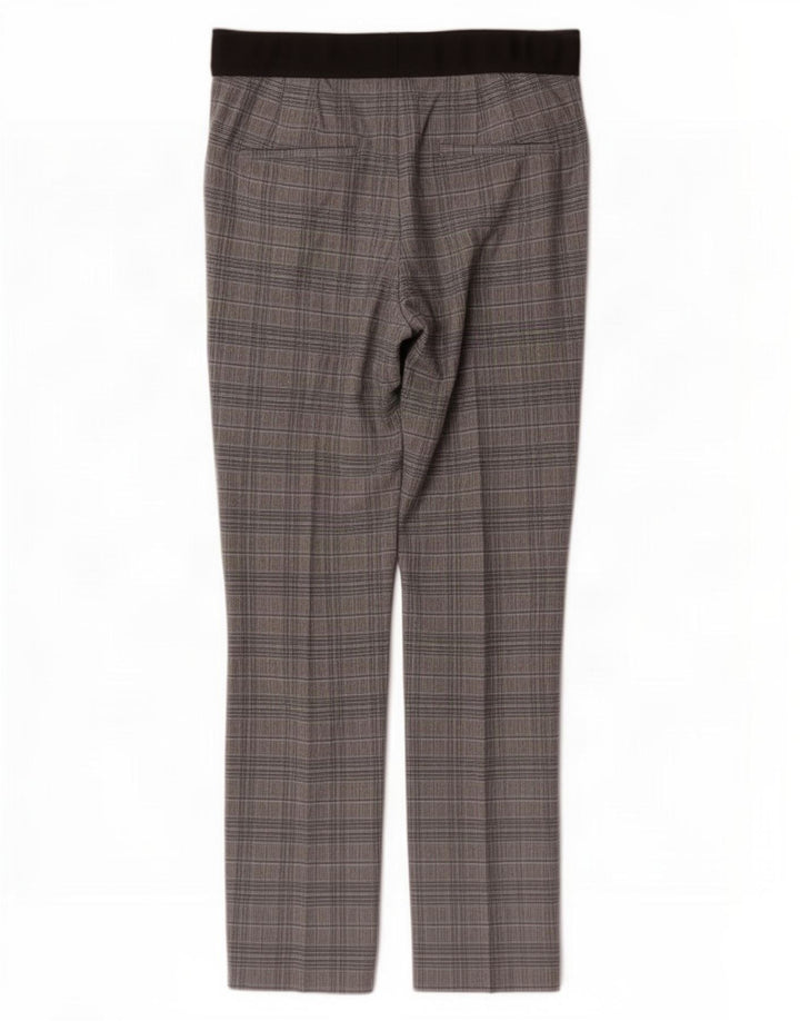 Zara Womens Straight Chino Trousers Small W27 L28 Grey Check Polyester
