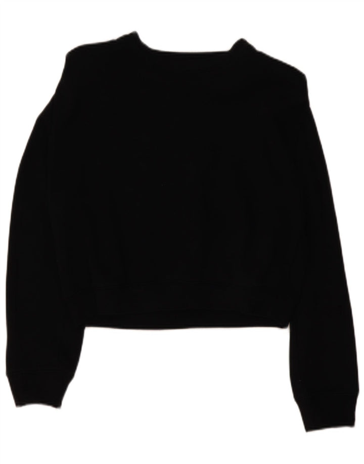 Zara Womens Crop Oversized Sweatshirt Jumper UK 10 Small Black Cotton