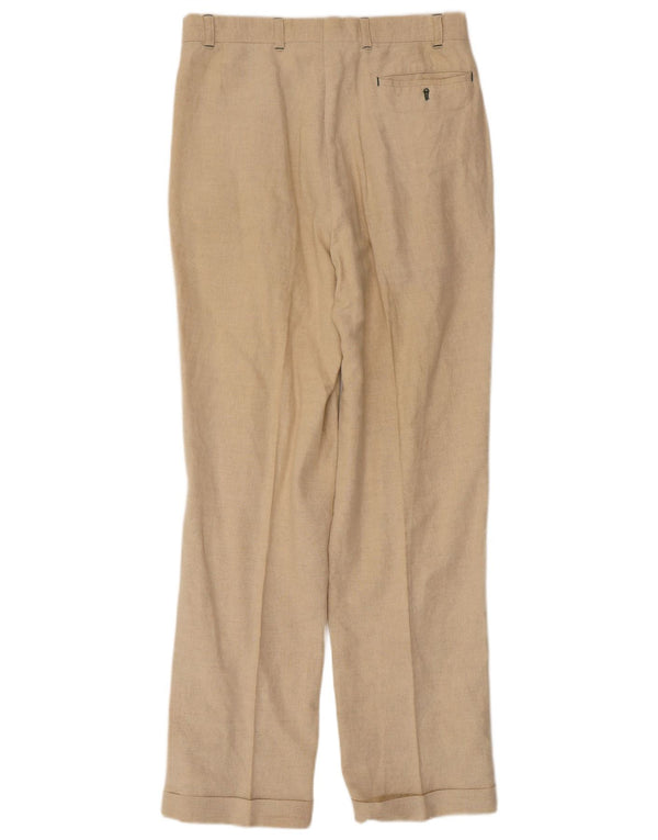 VINTAGE Mens Pegged Suit Trousers IT 46 Small W32 L31 Beige Linen