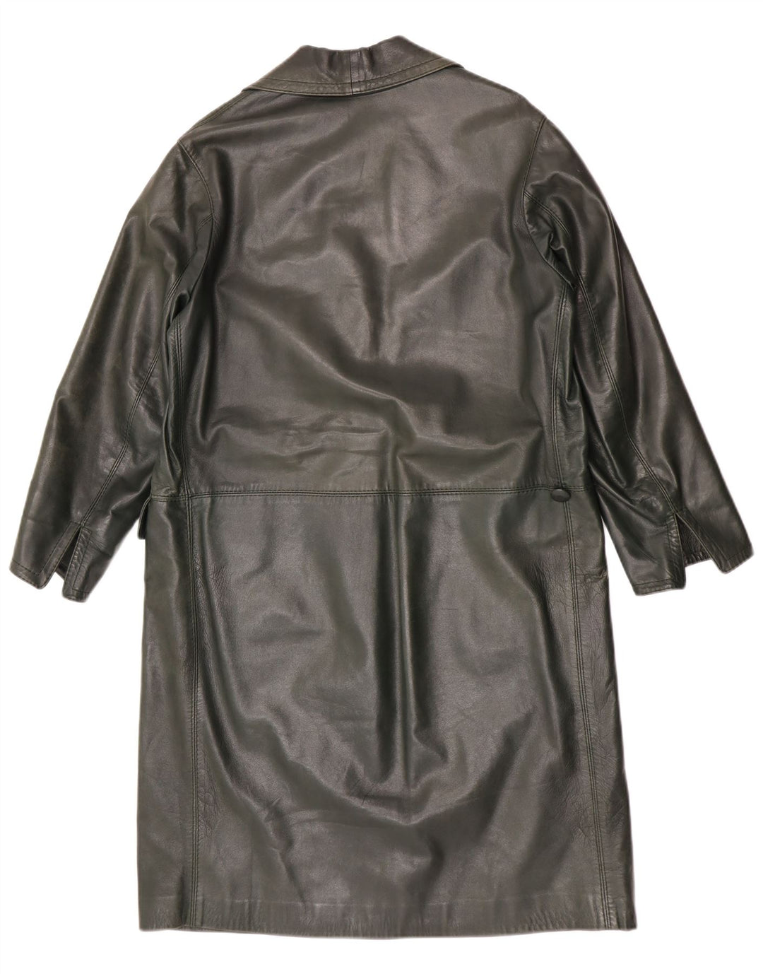 Vintage Womens Leather Coat UK 14 Medium Green