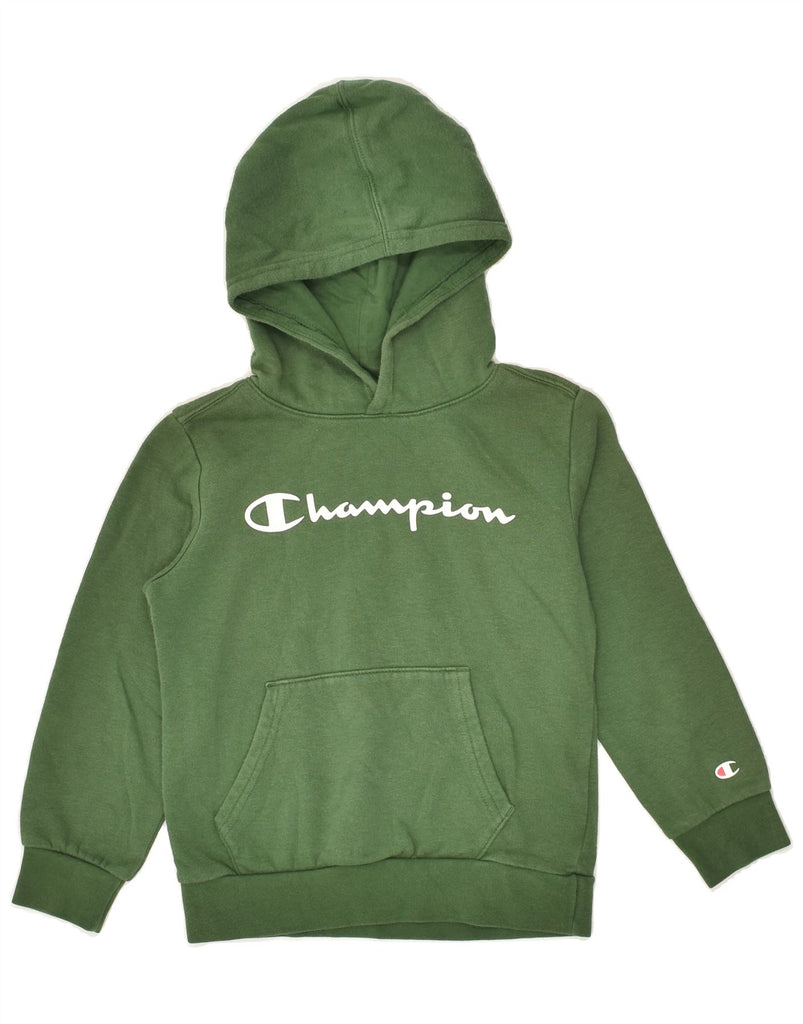 CHAMPION Boys Graphic Hoodie Jumper 7-8 Years Small Green Cotton | Vintage Champion | Thrift | Second-Hand Champion | Used Clothing | Messina Hembry 