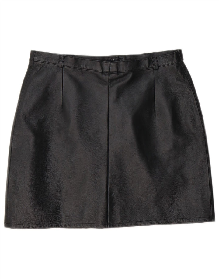 CHALICE Womens High Waist Leather Skirt UK 12 Medium W26  Black Leather
