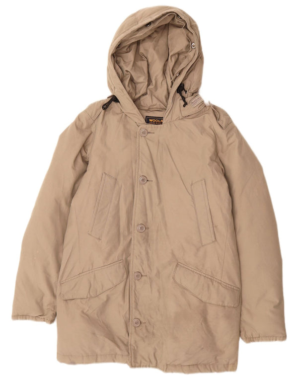 Woolrich Boys Hooded Padded Jacket 9-10 Years Grey Nylon