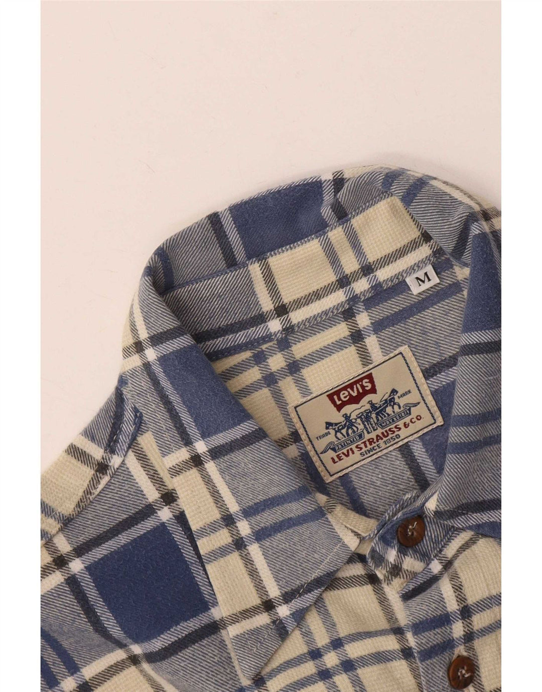 Levi's Mens Flannel Shirt Medium Blue Plaid