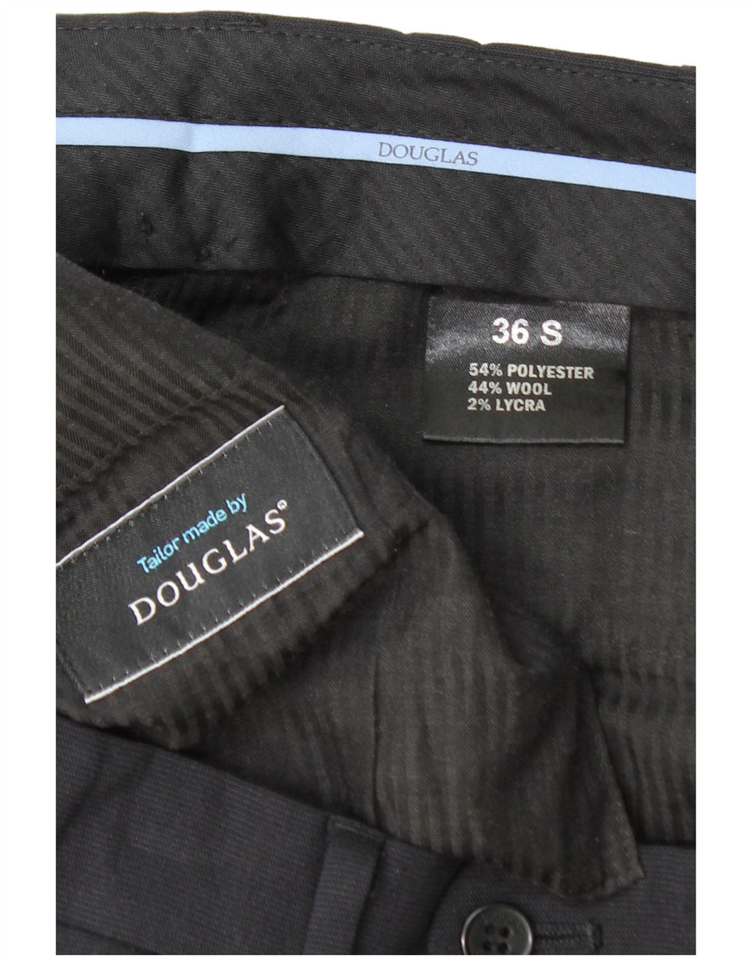 DOUGLAS Mens Slim Suit Trousers W36 L26 Navy Blue Polyester