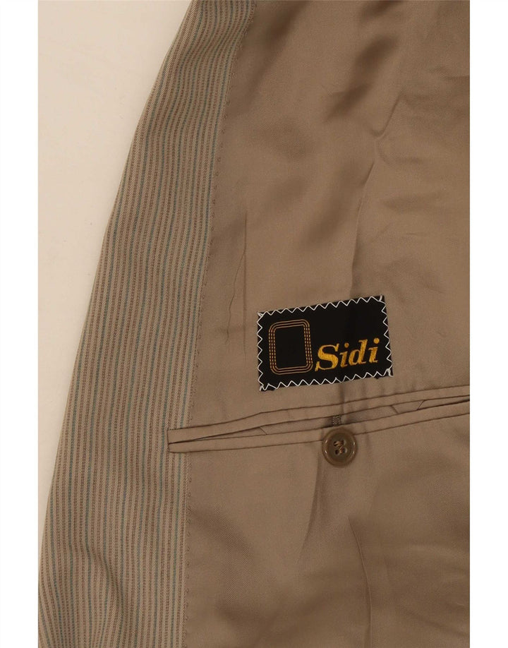 Sidi Mens Double Breasted Blazer Jacket UK 36 Small Beige Pinstripe