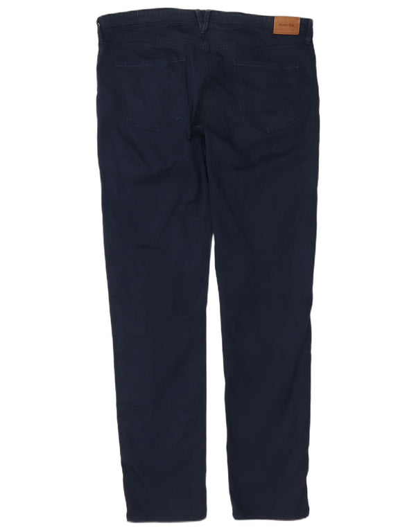 Massimo Dutti Mens Slim Fit Casual Trousers EU 44 Large W34 L32 Navy Blue