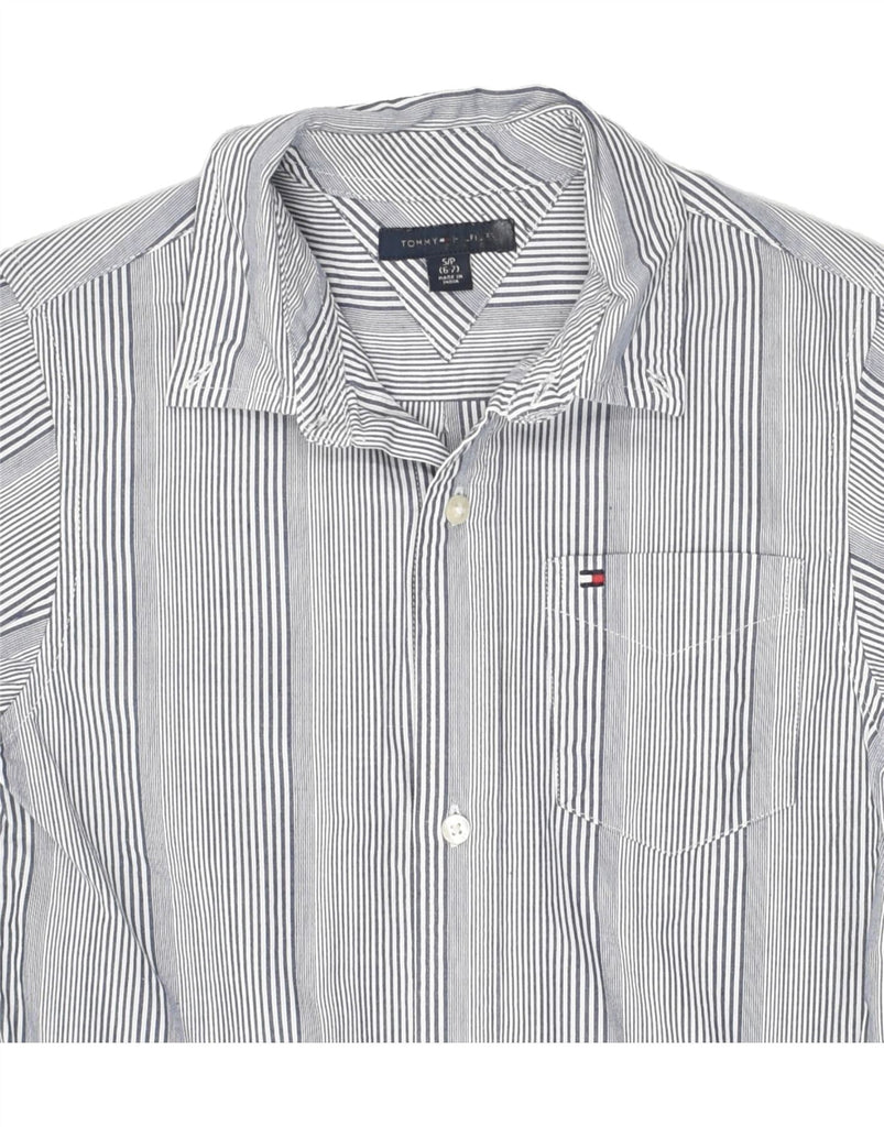 TOMMY HILFIGER Boys Shirt 6-7 Years Small  Grey Striped Cotton | Vintage Tommy Hilfiger | Thrift | Second-Hand Tommy Hilfiger | Used Clothing | Messina Hembry 