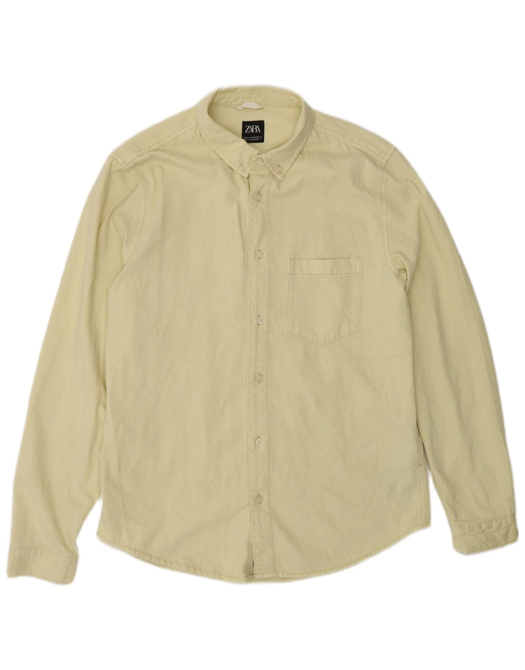 Zara Mens Shirt Medium Yellow Cotton