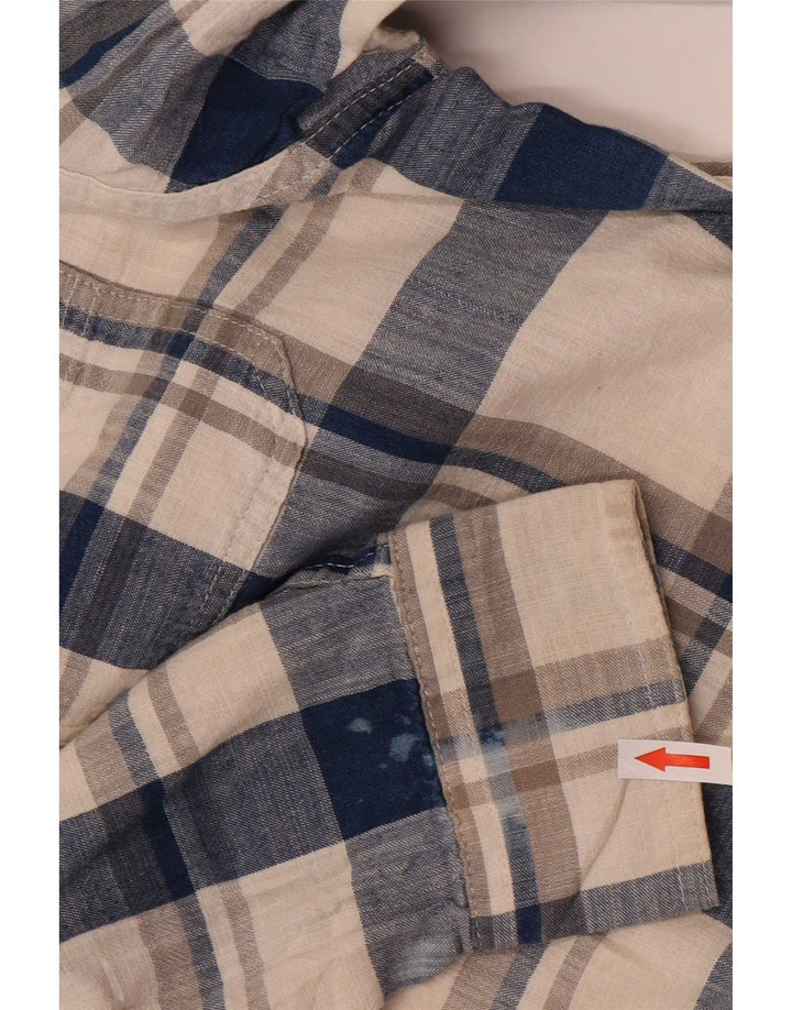 Wrangler Mens Shirt Large Beige Check Cotton
