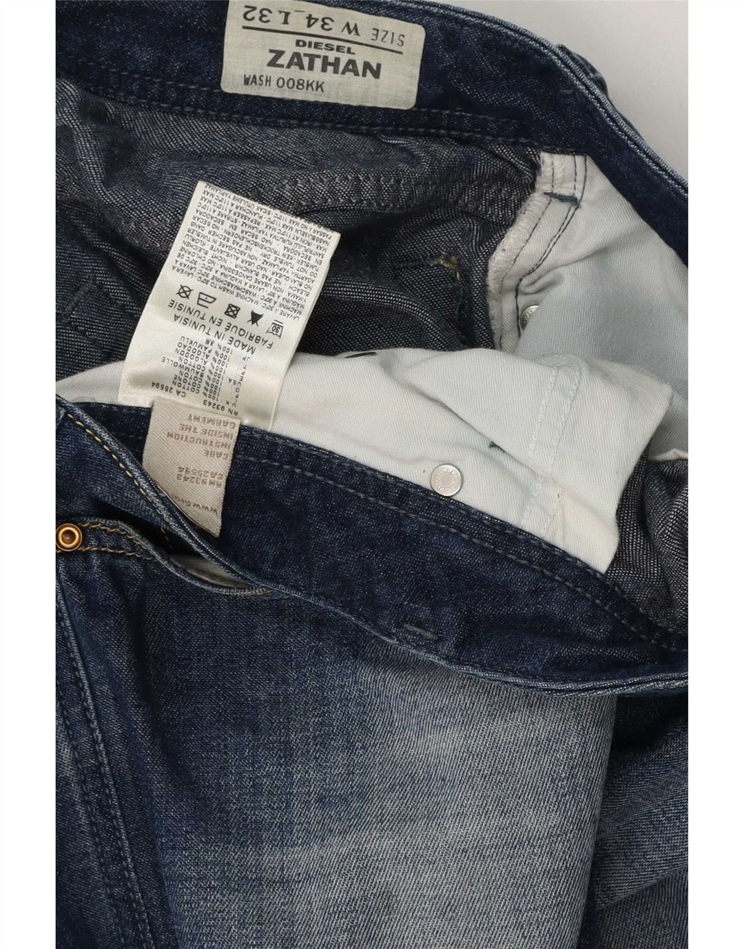 Diesel Mens Zathan Regular Bootcut Jeans W34 L32 Blue Cotton