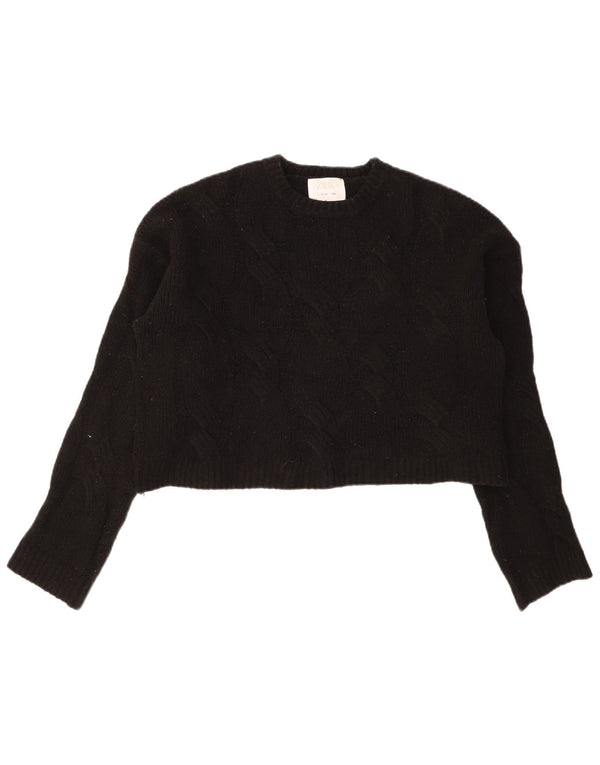 Zara Girls Loose Fit Crop Crew Neck Jumper Sweater 13-14 Years Black