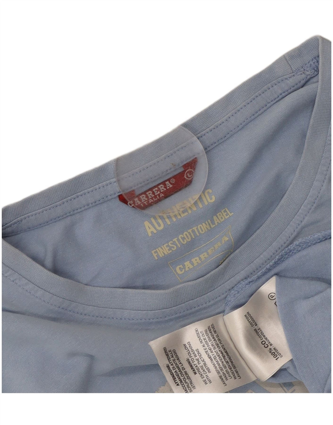 Carrera Mens Graphic T-Shirt Top Large Blue Cotton
