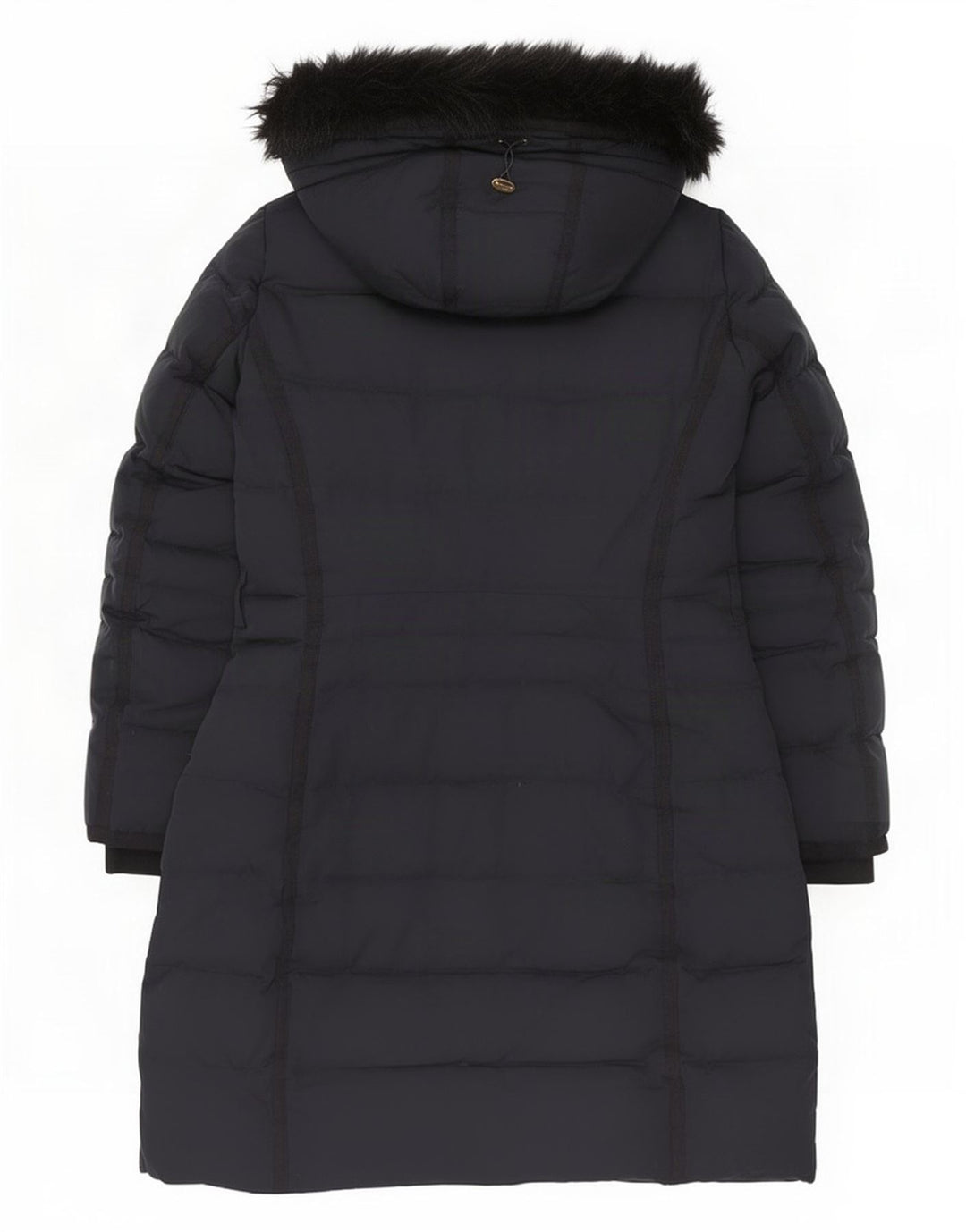 Zara Womens Hooded Padded Coat UK 16 Large Navy Blue Polyester