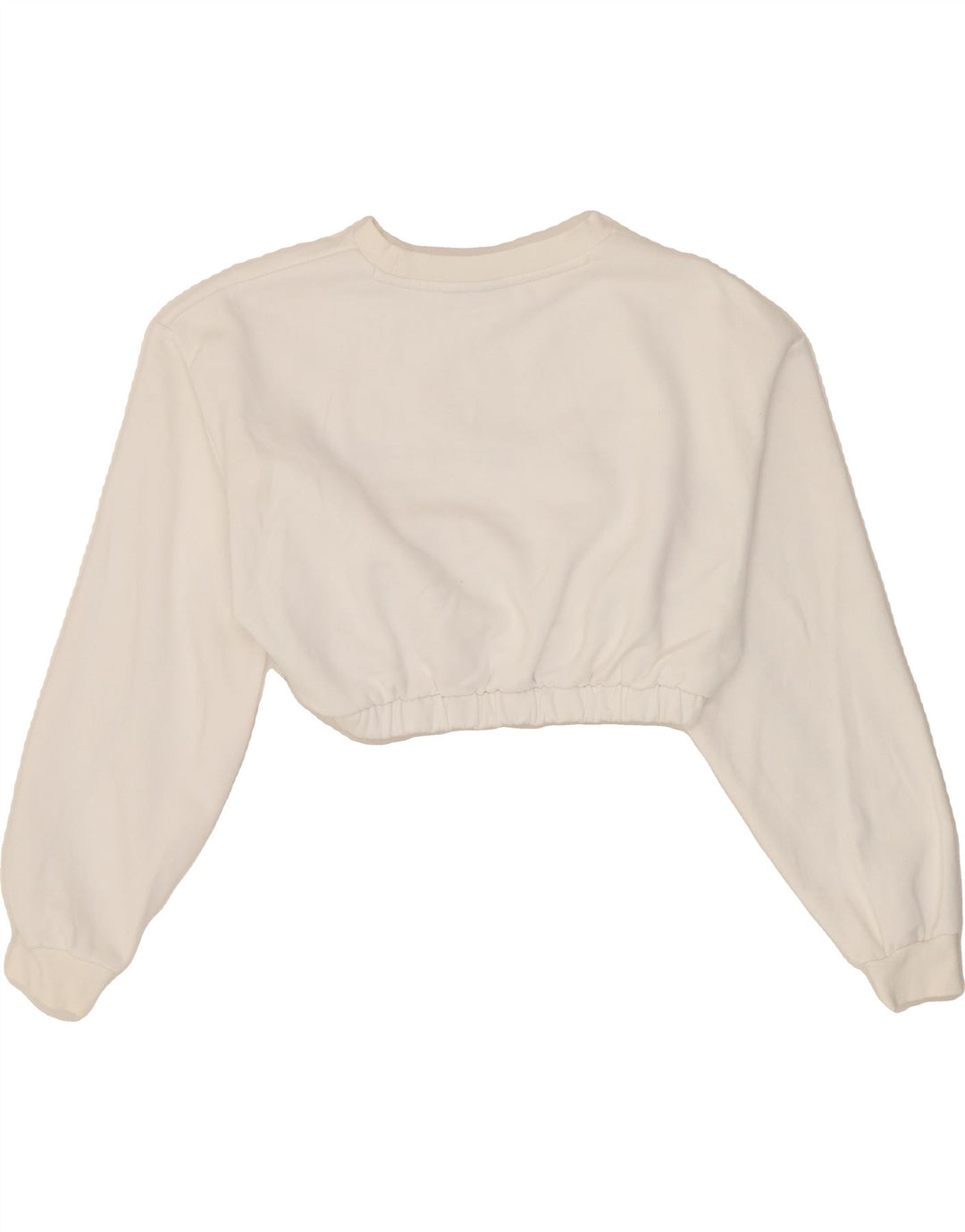ADIDAS Womens Crop Sweatshirt Jumper UK 10 Small  White Cotton Vintage Adidas and Second-Hand Adidas from Messina Hembry 